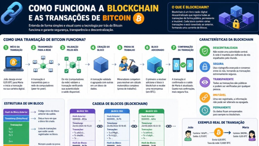 como funciona blockchain bitcoin explicação visual