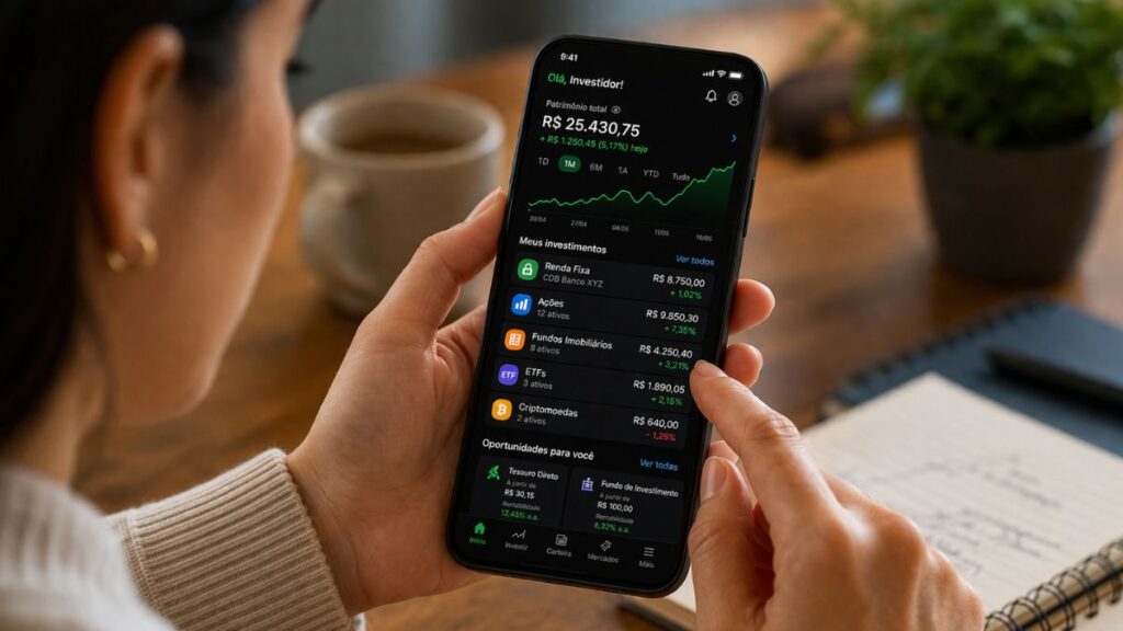 investimento pelo celular corretora digital"