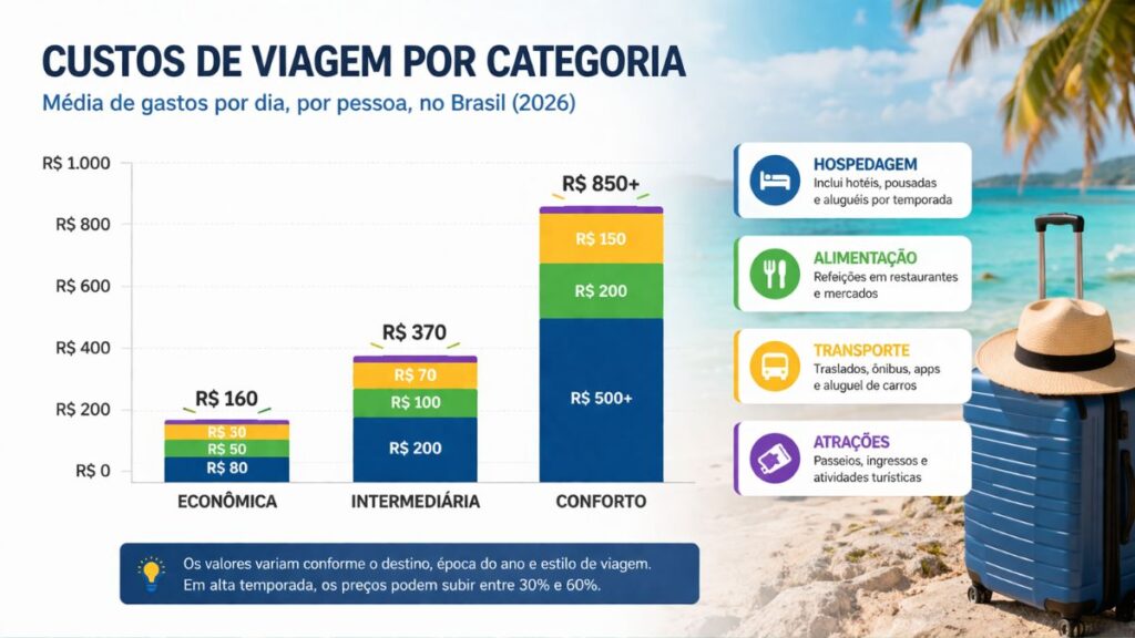 custos viagem brasil tabela valores