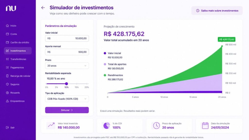 calculadora investimentos simulacao rendimento financeiro