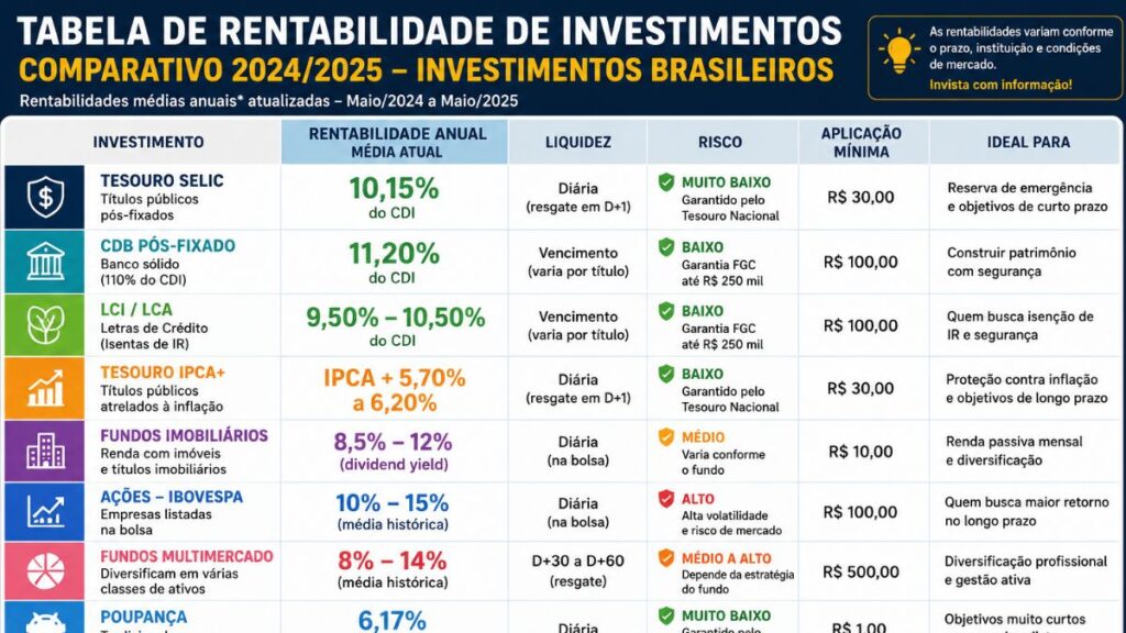tabela de rentabilidade de investimentos comparativo renda fixa e variável"