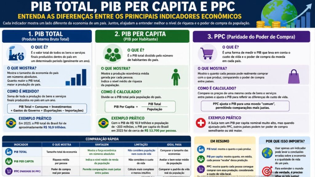 Qual é o País Mais Rico do Mundo? Entenda os Critérios e Veja o Ranking Atual em 2026 2 diferença entre pib total pib per capita e poder de compra