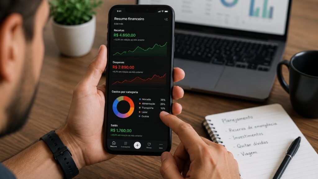 Melhores aplicativos de controle financeiro: Guia completo para organizar seu dinheiro em 2026 2 aplicativo controle financeiro celular orçamento pessoal