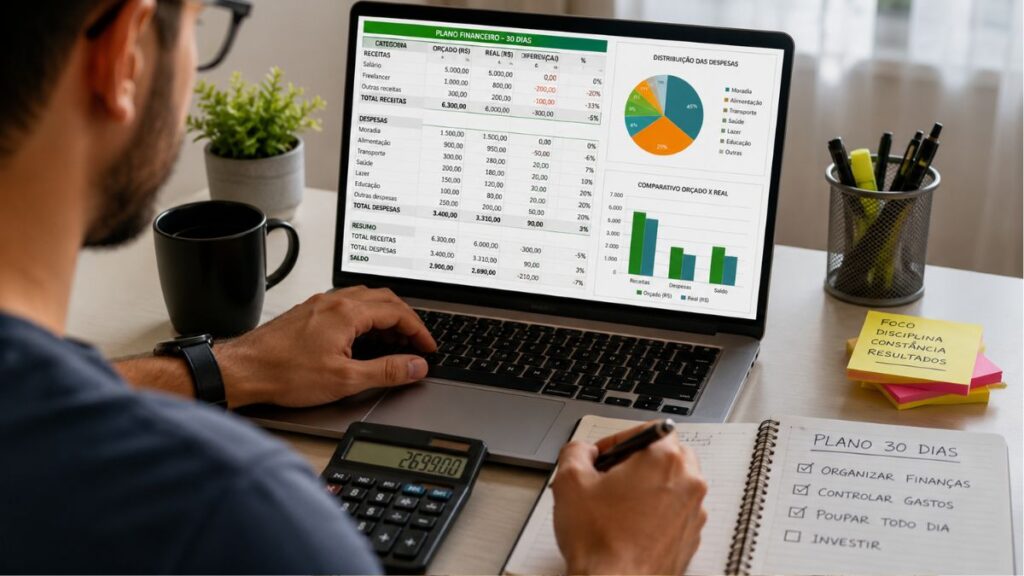 Plano financeiro 30 dias Passo a Passo: Guia Completo para Organizar Seu Dinheiro 2 organização financeira pessoal planejamento mensal